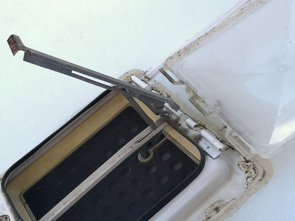 The roof vent lid pivoting freely, easily removal